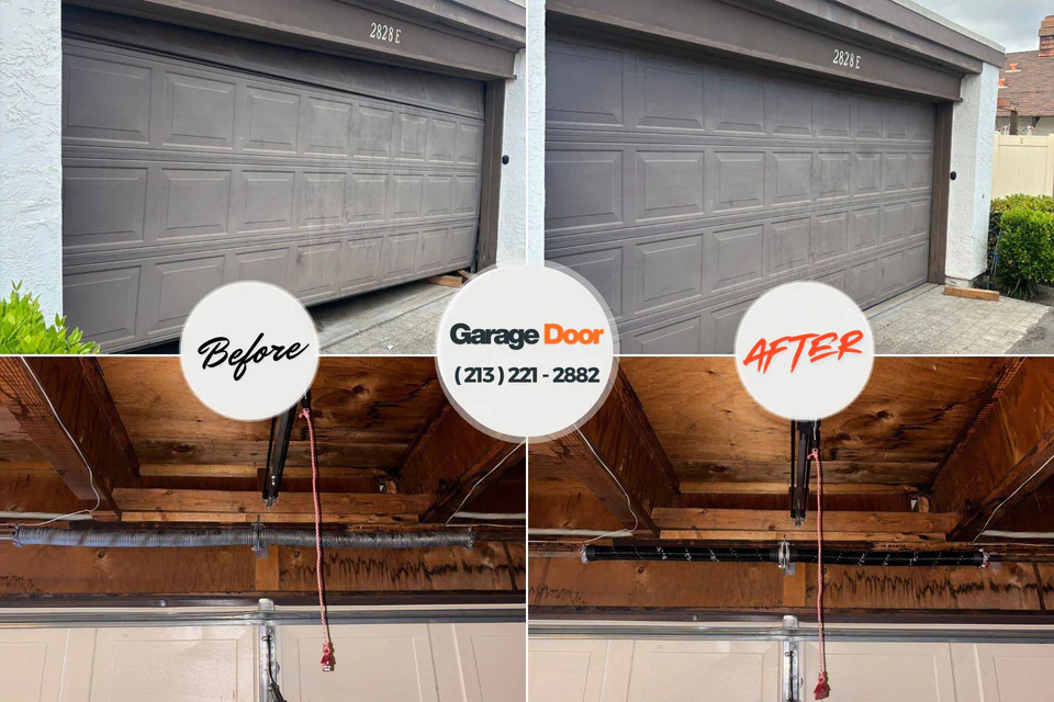 Before and after: garage door installation Center Hill, FL